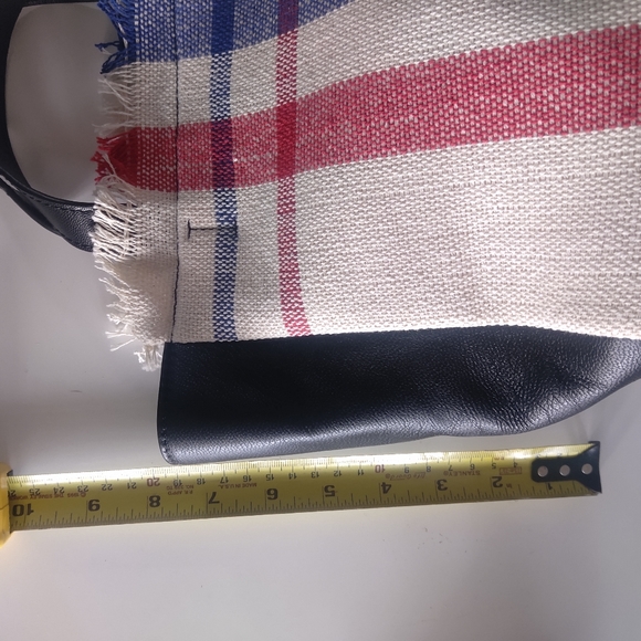 Barneys New York navy purse with red/white/blue plaid. Perfect for summer! - Picture 3 of 5